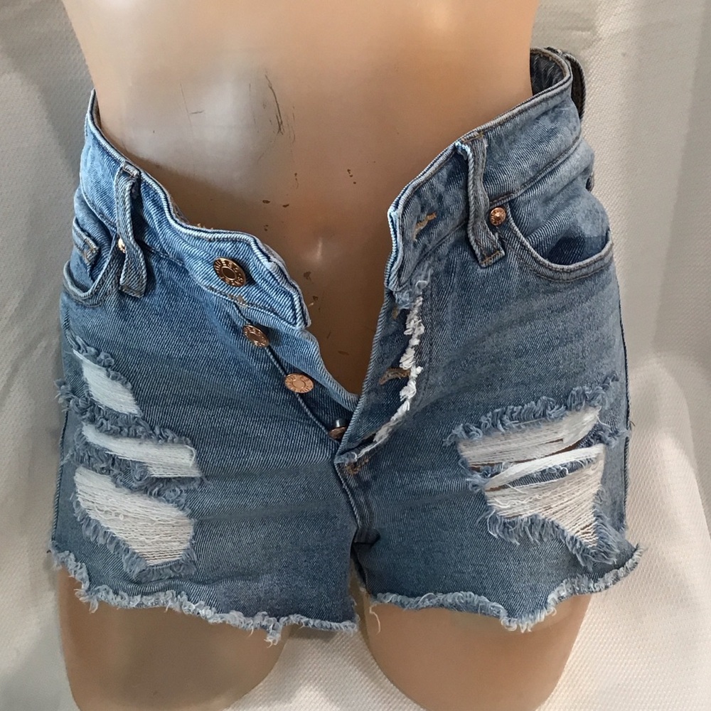 Guess Blue Distressed Jean Shorts